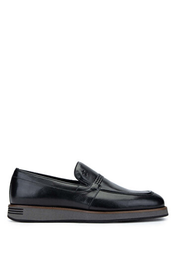 Tamer Tanca Genuine Leather Black Men's Loafer Shoes