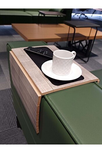 ARKITEKT EX Kolçak Tepsisi MDF 8 mm | Kaymaz Orta Alan | Bardaklık ve Telefon Standı | 50x27.8 Koltuk Üstü