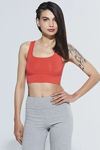 Comm-Ci Red Lori - Organic Cotton Round Neck and Cross Back Design Crop Blouse