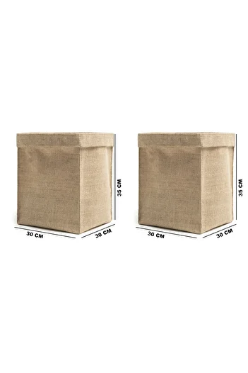 Art Bee 2-Piece Jute Basket Jute 30x30x35 Cm Natural Basket Natural Basket Suitable for Shelf, box jute basket