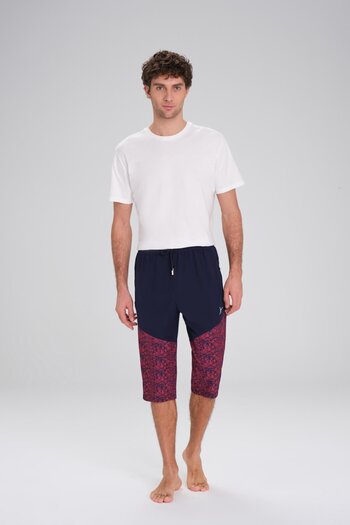 Haşema Ανδρικό μακρύ μοτίβο Navy Blue Red Pool και σορτς κολύμβησης - 24-5