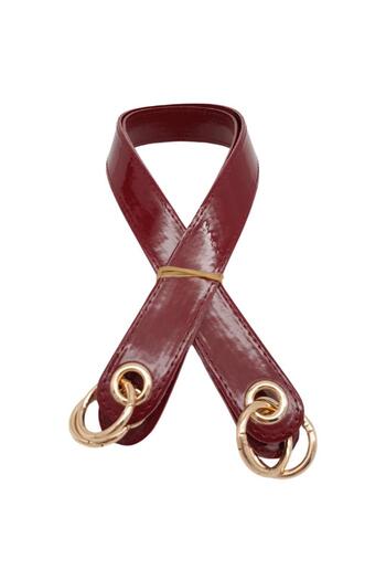 angel çanta aksesuar Shiny Patent Leather Double Bag with Bird Eyes - Burgundy Color with Handle, Light Gold Metal