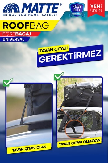 Matte Yeni Nesil Port Bagaj Araç Üstü Tavan Çantası