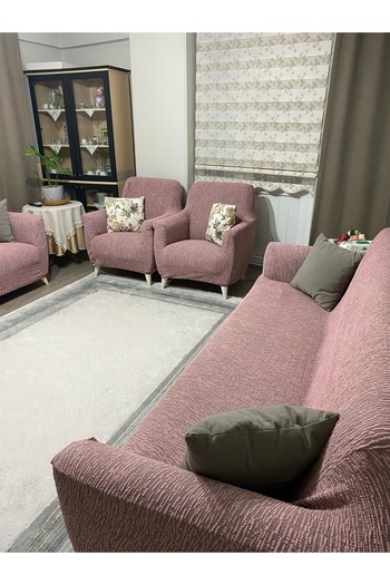 Genel Markalar DÜZ DESEN JAKARLI 3311 KOLTUK ÖRTÜSÜ.LASTİKLİ KANEPE ÇEKYAT ÖRTÜSÜ.KOLTUK KILIFI TAKIMI. GÜL KURUSU