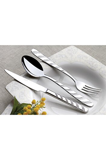Yiğit 72 Pieces Reyhan 12 Person Steel Flat Spoon Fork Set Set