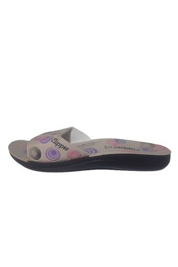 FALEX Cream Colored Round Patterned Women's Home and Garden Slippers - FLX457-99