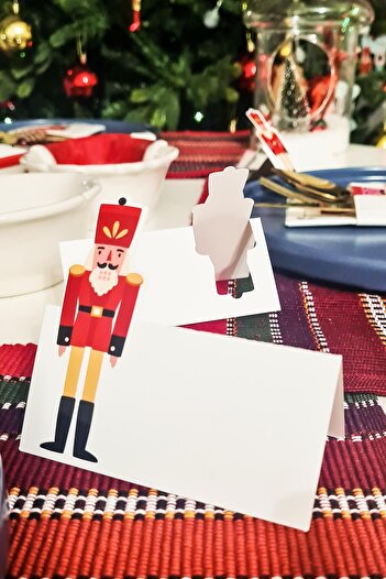 PEKSHOP Yılbaşı Fındıkkıran , Kurşun Asker İsimlik Kartı - Nutcracker Yılbaşı Sofra Süsü İsim Kartı 12'li