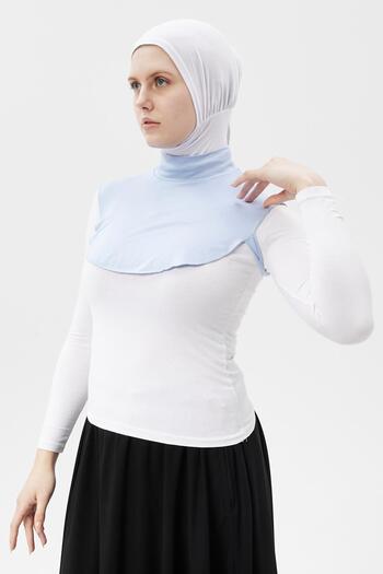 Altobeh Plain Turtleneck Throated Combed Cotton Hijab Neck Collar Sky Color
