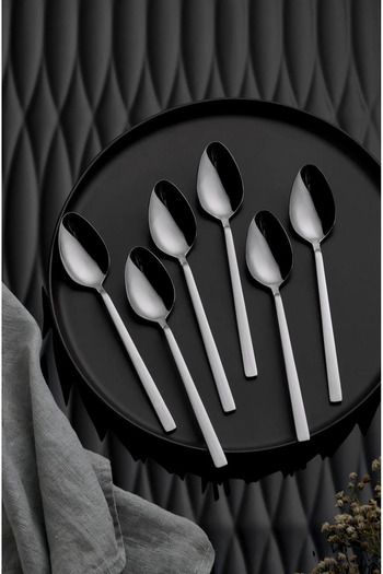Yüsra Home 6Pcs Dessert Spoon Flat Bar Model Daily Use (Stainless Steel)