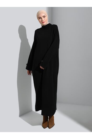 Refka Φόρεμα Hijab με διπλό μανίκι ζιβάγκο - Μαύρο - Refka