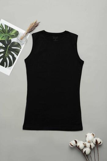 Tutku Elite Elastane Zero Sleeve Crew Neck Women's Black Body