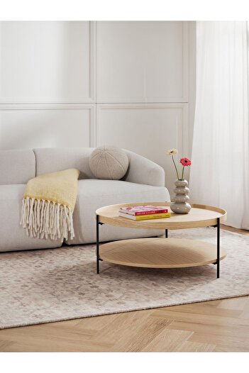 Eriza Home 1001 Yuvarlak Modern Orta Sehpa, Naturel