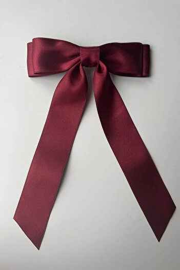 Hayalperest boncuk Bow Buckle Automatic Buckle Bow Buckle Hair Accessory for Women Burgundy