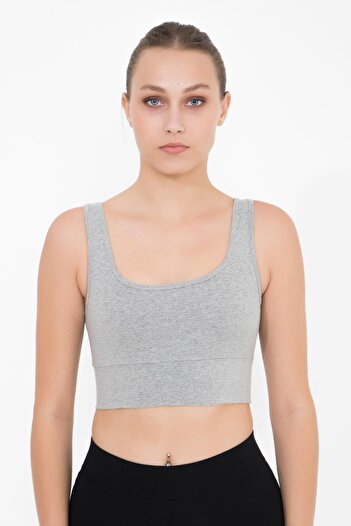 Comm-Ci Lori Melange Square Collar Organic Cotton Knitted Crop Body