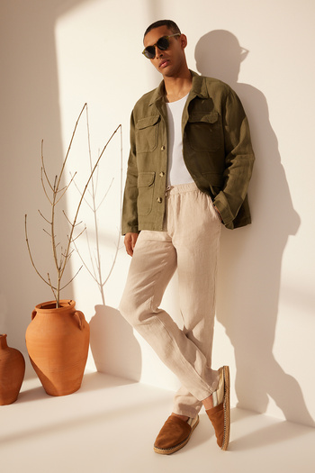 Trendyol Collection Premium Khaki Linen - Regular Fit Multi Pocket Jacket Tmnss24Ce00006