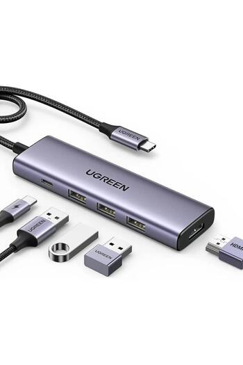 Ugreen Type-c To 4k/60hz Hdmı 3*usb 3.0 100w Pd Güç Girişi Çoklayıcı Hub Adaptör