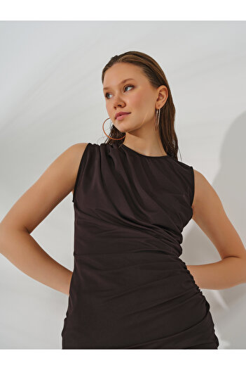 ALFASA Draped Zero Sleeve Semi Covered Swimsuit