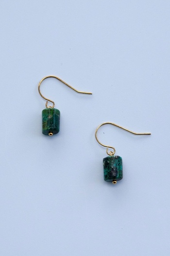 Lila Rosa Ethnic Authentic Earrings - Natural Stone Detailed