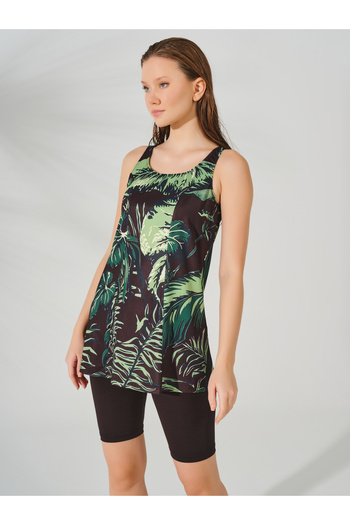 ALFASA Semi Covered Patterned Strappy Swimsuit