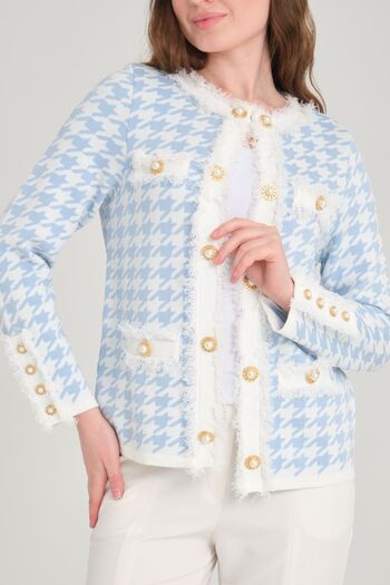 trikobis PUMPY FOOT PATTERNED BANDS WITH TASSEL DETAIL AND GOLD BUTTONED TRICOT JACKET