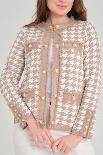 trikobis PUMPY FOOT PATTERNED BANDS WITH TASSEL DETAIL AND GOLD BUTTONED TRICOT JACKET