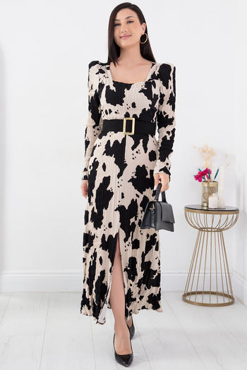 PULLIMM Square Neck Slit Dress 3178