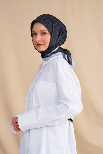 Modakaşmir Mk Cotton Scarf Black Gray