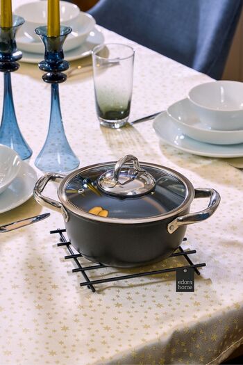 Edora Home Black Flat Bar Fireproof Trivet, Counter Top Base - Metal Stainless