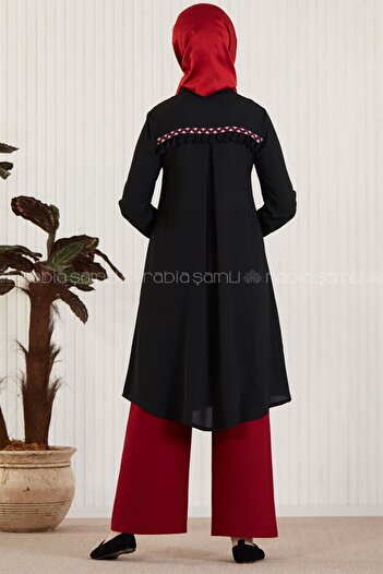 Rabia Şamlı Burgundy Wide Leg Trousers