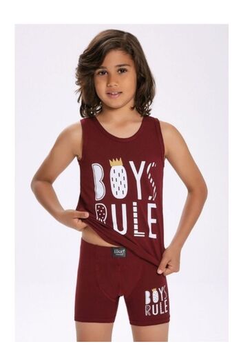 İlke Boy's Lycra Printed Athlete - Boxer Suit