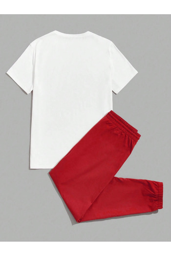 Revasser Unisex Men/Women Every Time Custom Printed Colorful Cotton Oversize Jogger T-shirt Bottom Top Set
