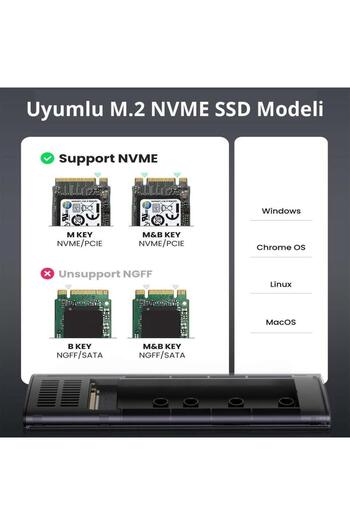 Ugreen M.2 Nvme Ssd Type-c 3.1 Gen2 Pcıe M-key M B Key Disk Kutusu