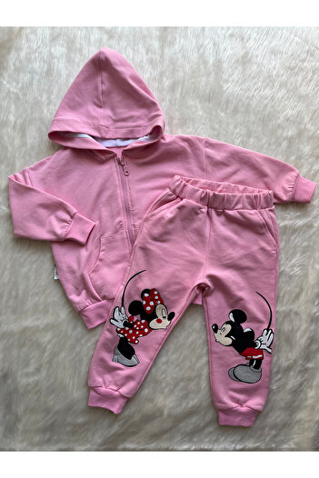 PEARLY BABY KIZ ÇOCUK KAPŞONLU MİNNİE MOUSE EŞOFMAN TAKIM