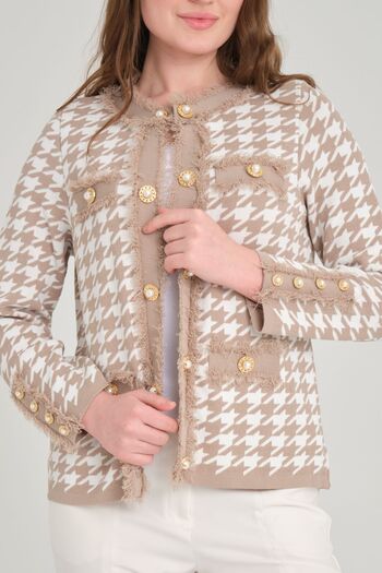 trikobis PUMPY FOOT PATTERNED BANDS WITH TASSEL DETAIL AND GOLD BUTTONED TRICOT JACKET
