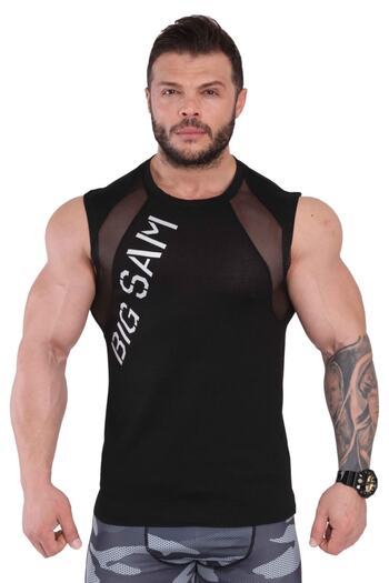 Big Sam Men's Black Sports Training Tank 2349