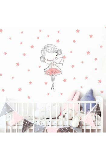 Tilki Dünyası Cute Fairy Girl Kids Room Wall Sticker