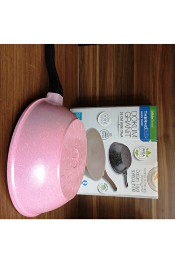 ThermoAD Almanar Granit 28 Cm Wok Tava Pembe