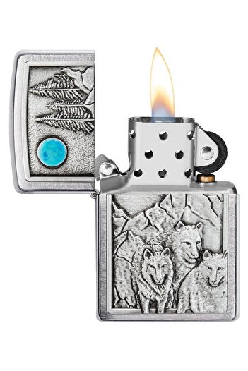 Zippo Wolf Pack And Moon Aamblem Lighter Çakmak
