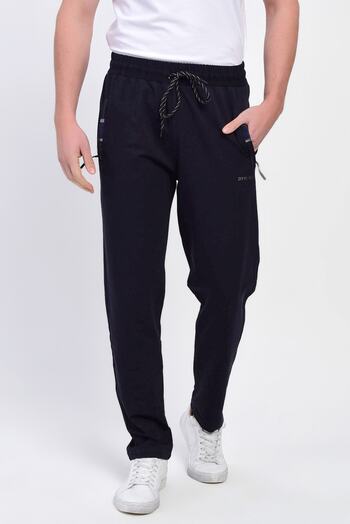 DYNAMO Men's Navy Blue Large Size Sweatpants with Zippered Pockets