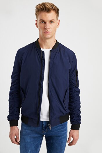 DYNAMO Men's Navy Blue Lined Spring Coat