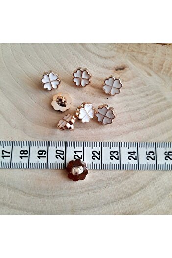 canan dizayn Enameled Gold Clover Button 12mm (20 Pieces)