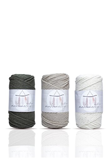 Makromecity Macromecity Taranan Macrame Hobby Thread Σετ 3 τεμαχίων 2 εκρού 1 μπλε μωρό