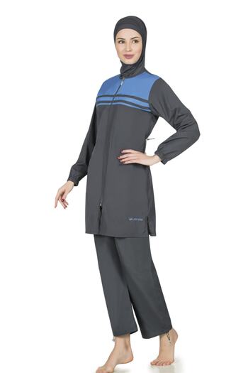 LADYTES Women's Gray Parachute Fabric Hijab Swimsuit