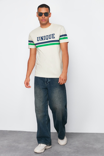 Trendyol Collection Μπλουζάκι College Printed 100% Cotton Stone T-Shirt - Regular Fit TMNSS20TS1836