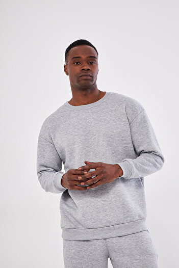 pandy Чоловічий 3-нитковий велосипедний комір Oversize Sweatshirt