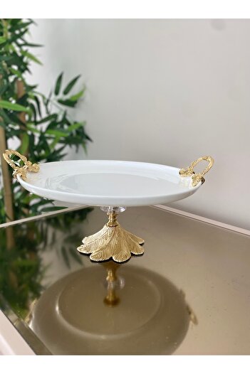 Sillage Home Luxury Presentation Plate with Handle and Stand 26 cm, Cake Cake Presentation