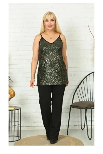 Butik Nilyam Women's Plus Size Strappy Blouse 24035