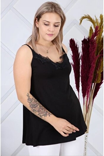 Butik Nilyam Plus Size Women's Blouse - Strappy Model 24035