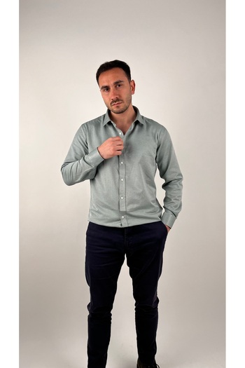 Mad&Calf Men's Slim Fit Long Sleeve Button Collar Oxford Shirt