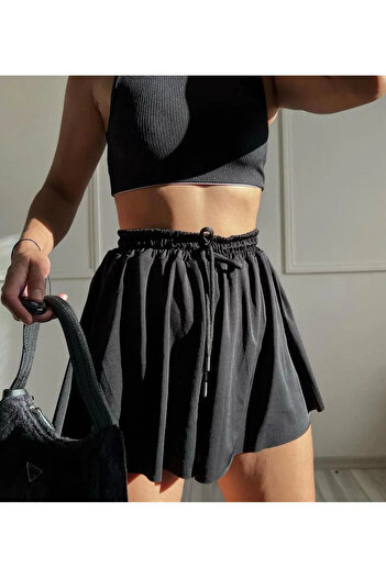 Benisengiydir Loose Cut Women's Sports Shorts Skirt with Black Tights Inside
